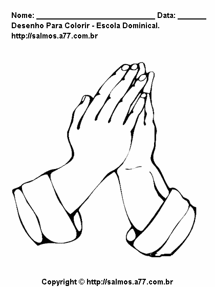 Mãos Juntas em Oração. Desenho Religioso Para Colorir.